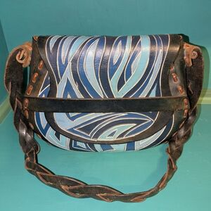 70's Leather Tooled Saddle Bag Boho